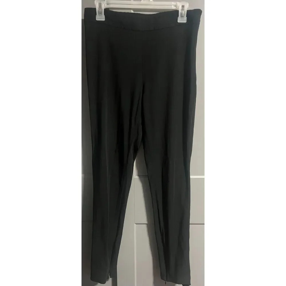 Theory Womens High Waist Side Zip Skinny Leg Trouser Pants Black Size 10